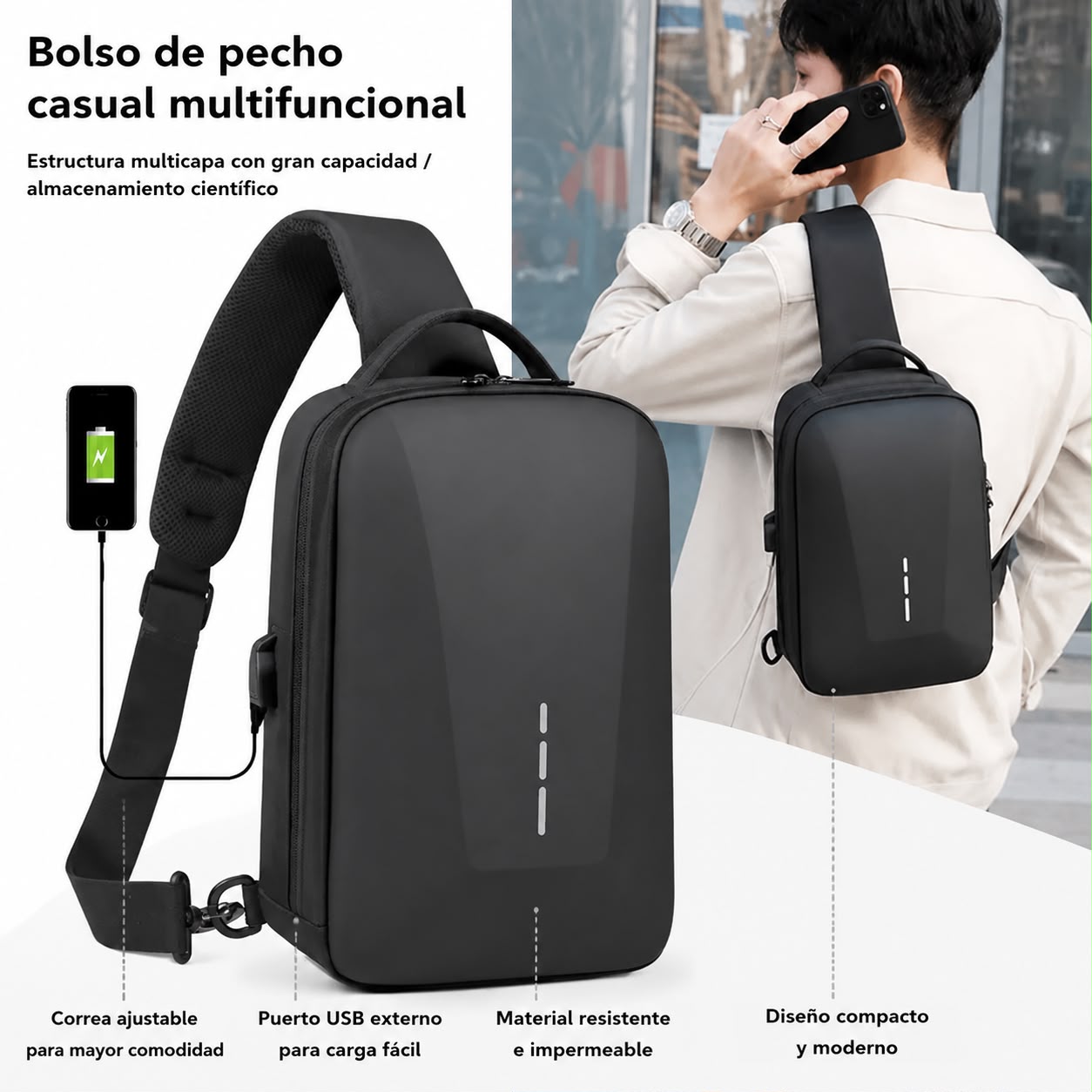 Bolso antirobo  Clave+ Puerto USB AD-305